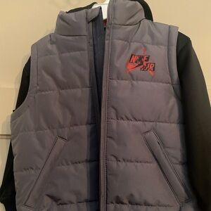 Jordan Nike Kids Puffer Vest - Gray and Black with Red Logo